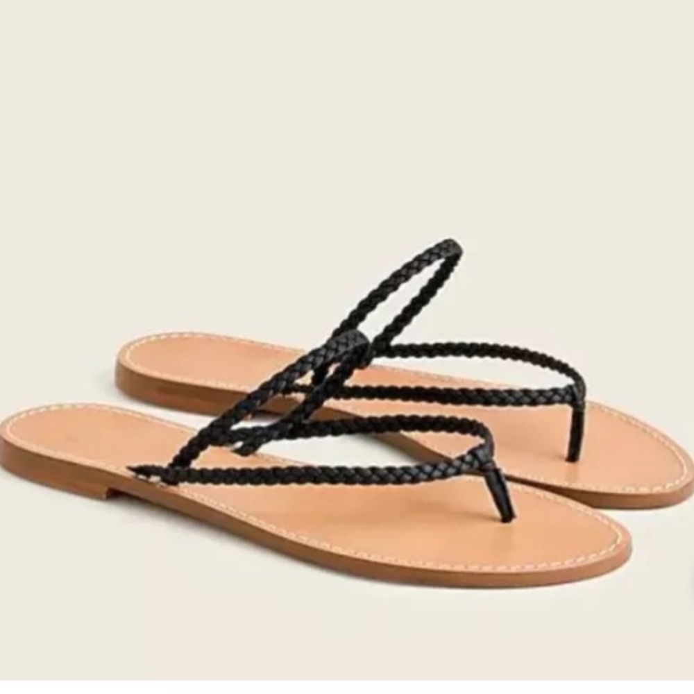 J. Crew Stylish Black Braided Leather Capri Sandals. Size 9.5 - Picture 9 of 10